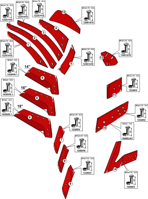 Explosionszeichnung Vogel und Noot Pflugkörper Typ ULST430